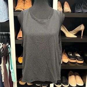 Lululemon Athletica Black and Gray Striped Muscle Tee